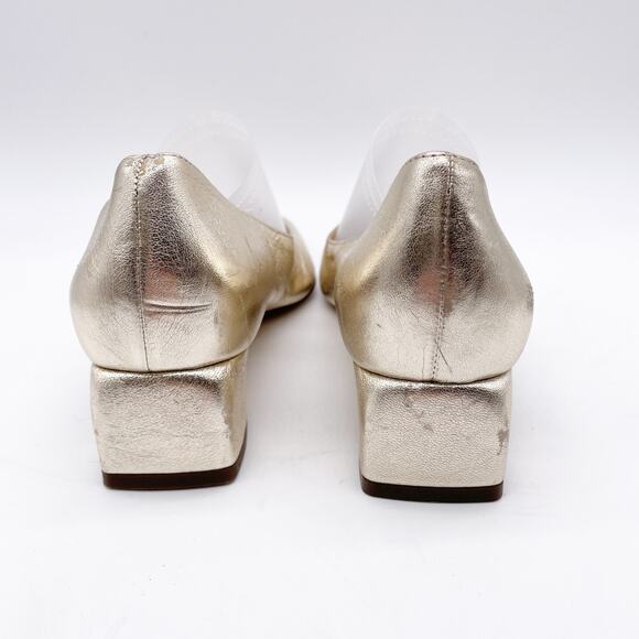 27 Edit Naturalizer Women's Florence Square Toe Pump Shoes Gold Leather 5.5 M - Picture 7 of 13